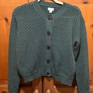J. Crew Factory Forest Green Textured Cardigan